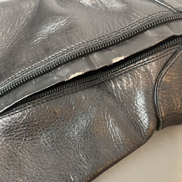 Anthropologie Naya Fjord Hidden Wedge Black Leather Knee-High Boots Size 7.5 - Picture 14 of 15